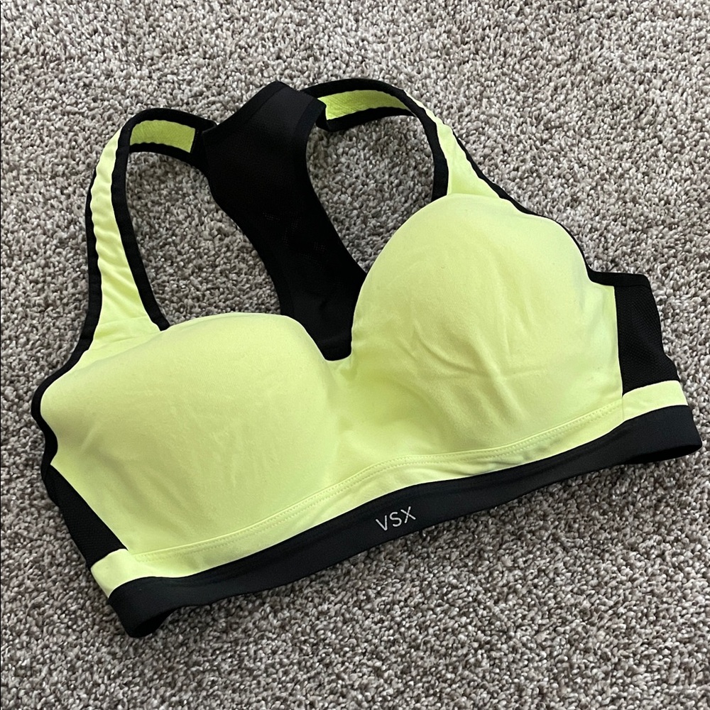 VSX Neon Yellow & Black Padded Racerback Sports Bra